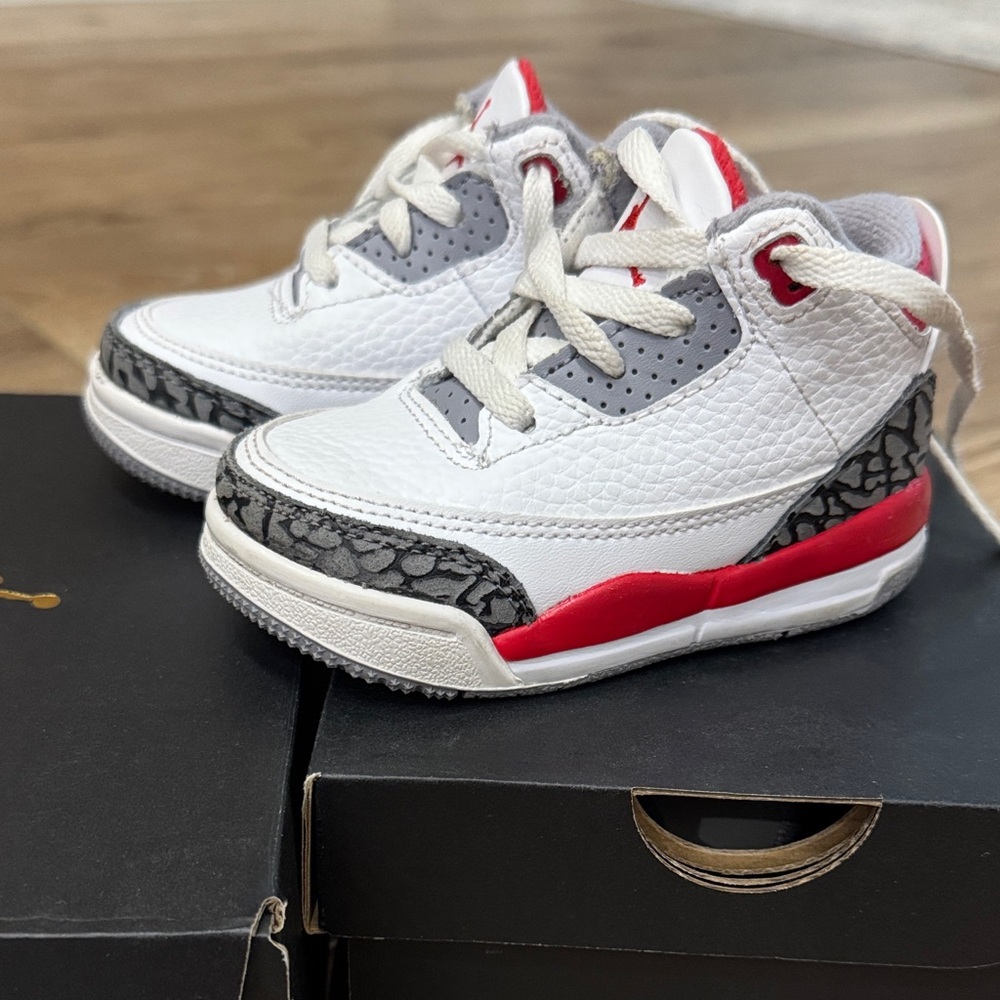 Jordan Kids White and Red Sneakers